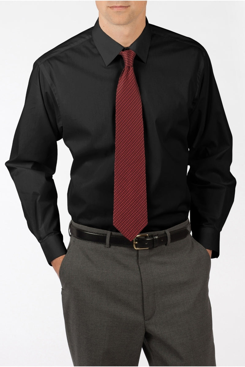 Men's Black Spread Collar Dress Shirt – UniformsInStock.com