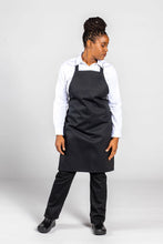 Load image into Gallery viewer, Uncommon Threads Black Mid-Length Bib Apron (No Pockets)