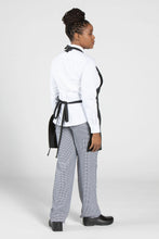 Load image into Gallery viewer, Uncommon Threads Black V-Neck Bib Apron (2 Section Patch Pocket)