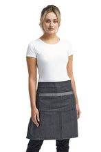 Load image into Gallery viewer, Artisan Collection by Reprime Black Denim Mid-Length Waist Apron (1 Wide Pocket)