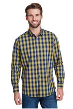 Load image into Gallery viewer, Artisan Collection by Reprime Camel / Navy / S Men&#39;s Mulligan Check Long Sleeve Cotton Shirt