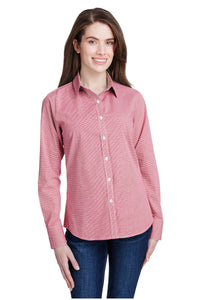 Artisan Collection by Reprime Red / White / XS Women's Microcheck Long Sleeve Cotton Shirt