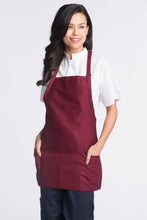 Load image into Gallery viewer, Uncommon Threads Burgundy Bib Adjustable Apron (3 Pockets)