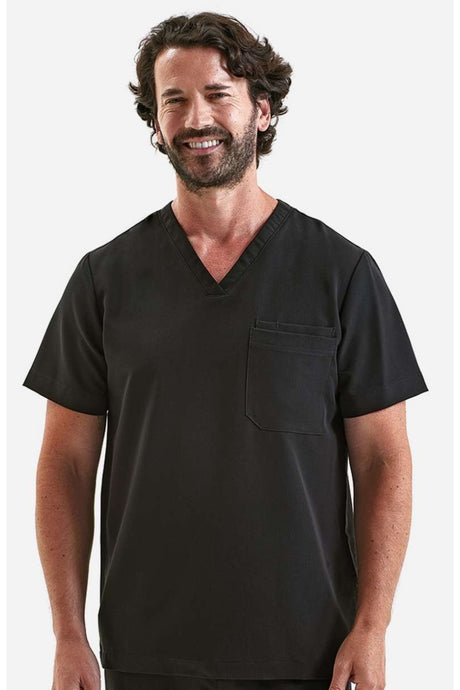Men's Black Limitless V-Neck Stretch Scrub Top