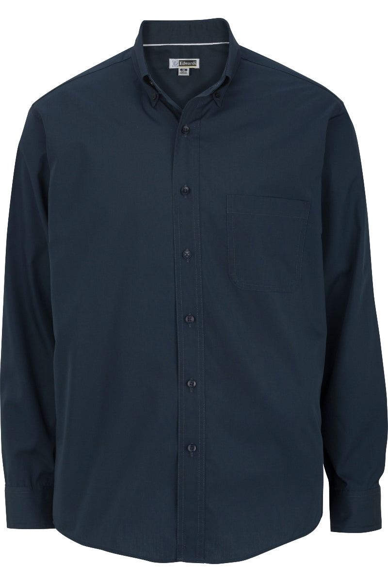 Men's Lightweight Long Sleeve Poplin Shirt - Navy