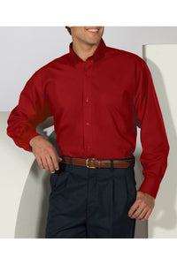 Men's Lightweight Long Sleeve Poplin Shirt - Red