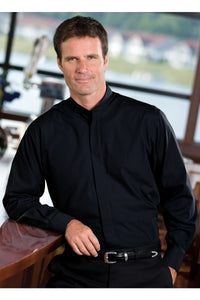 Men's Banded Collar Broadcloth Shirt - Black