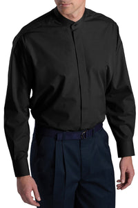 Men's Banded Collar Broadcloth Shirt - Black