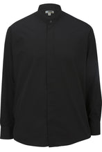 Load image into Gallery viewer, Men&#39;s Banded Collar Broadcloth Shirt - Black