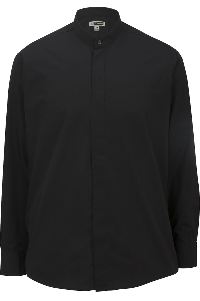 Men's Banded Collar Broadcloth Shirt - Black