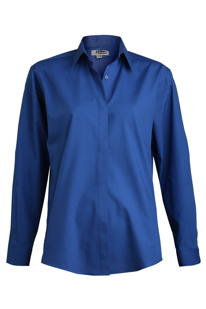 Ladies' Café Broadcloth Shirt - Royal Blue