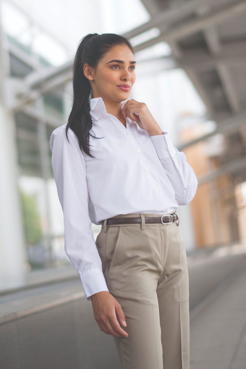 Edwards 8572 Women Microfiber Flat Front Dress Pant Tan 4 31