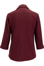 Load image into Gallery viewer, Edwards Ladies' Burgundy 3/4 Sleeve FlexBatiste Cafe Blouse