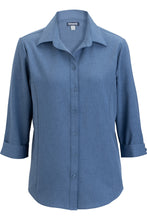 Load image into Gallery viewer, Edwards Women’s Riviera Blue 3/4 Sleeve FlexBatiste Cafe Blouse