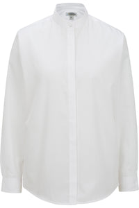 Ladies' Banded Collar Broadcloth Shirt - White