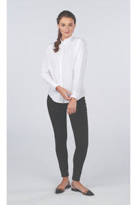 Ladies' Banded Collar Broadcloth Shirt - White