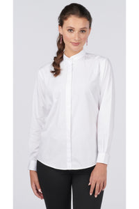 Ladies' Banded Collar Broadcloth Shirt - Dark Grey