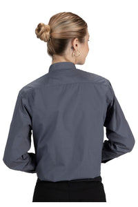 Ladies' Banded Collar Broadcloth Shirt - Dark Grey