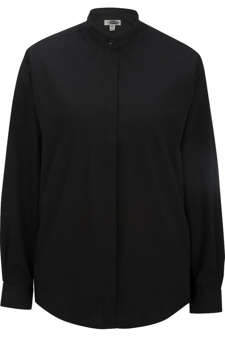 Ladies' Banded Collar Broadcloth Shirt - Black