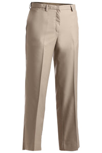 Ladies' Microfiber Flat Front Dress Pant - Tan