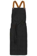 Load image into Gallery viewer, Berkeley Jet Black Denim Chef&#39;s Bib Snap Apron