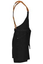 Load image into Gallery viewer, Berkeley Jet Black Denim Short Bib Snap Apron