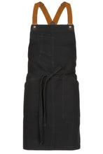 Load image into Gallery viewer, Berkeley Jet Black Denim Short Bib Snap Apron