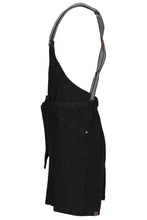 Load image into Gallery viewer, Berkeley Jet Black Denim Short Bib Snap Apron