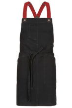 Load image into Gallery viewer, Berkeley Jet Black Denim Short Bib Snap Apron
