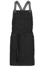 Load image into Gallery viewer, Berkeley Jet Black Denim Short Bib Snap Apron