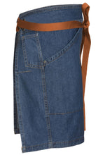 Load image into Gallery viewer, Berkeley Medium Blue Denim Half Bistro Snap Apron