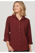 Load image into Gallery viewer, Edwards Women’s Riviera Blue 3/4 Sleeve FlexBatiste Cafe Blouse