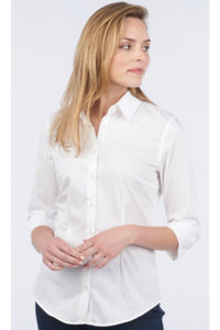 Ladies' Stretch Broadcloth 3/4 Sleeve Blouse - White