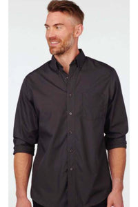 Men's Lightweight Long Sleeve Poplin Shirt - Black