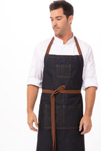 Load image into Gallery viewer, Memphis Indigo Blue Denim Chefs Bib Apron