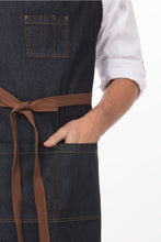 Load image into Gallery viewer, Memphis Indigo Blue Denim Chefs Bib Apron