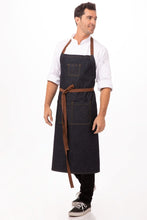 Load image into Gallery viewer, Memphis Indigo Blue Denim Chefs Bib Apron