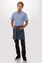 Load image into Gallery viewer, Berkeley Medium Blue Denim Half Bistro Snap Apron