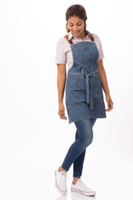 Load image into Gallery viewer, Berkeley Medium Blue Short Bib Apron
