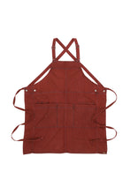 Load image into Gallery viewer, Uptown Cross-Back Red-Navy Bib Apron