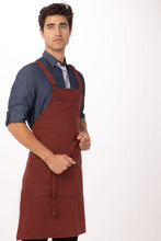 Load image into Gallery viewer, Uptown Cross-Back Red-Navy Bib Apron
