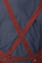 Load image into Gallery viewer, Uptown Cross-Back Red-Navy Bib Apron