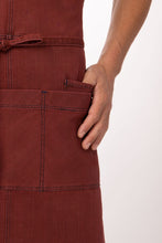 Load image into Gallery viewer, Uptown Cross-Back Red-Navy Bib Apron