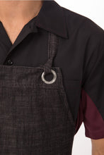Load image into Gallery viewer, Corvallis Black &amp; Burgundy Bib Apron