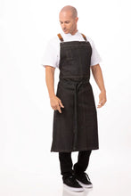Load image into Gallery viewer, Berkeley Black Denim Chef&#39;s Bib Snap Apron
