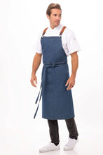 Load image into Gallery viewer, Berkeley Medium Blue Denim Chef&#39;s Bib Snap Apron