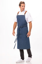 Load image into Gallery viewer, Berkeley Medium Blue Chef&#39;s Bib Apron