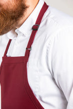 Load image into Gallery viewer, Uncommon Threads Burgundy Bib Adjustable Apron (2 Patch Pockets)