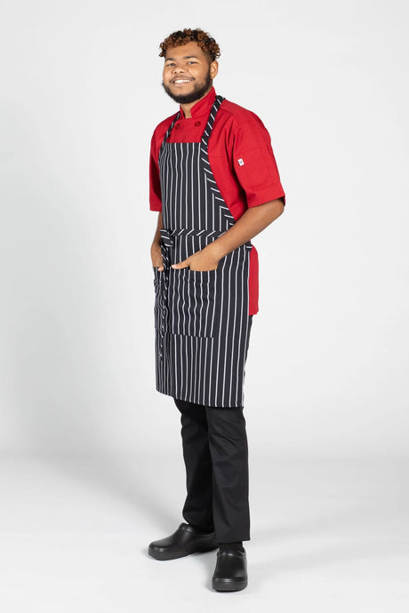 Uncommon Threads Chalk Stripe Butcher Adjustable Apron (2 Pockets)