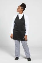 Load image into Gallery viewer, Uncommon Threads Black V-Neck Bib Apron (2 Section Patch Pocket)
